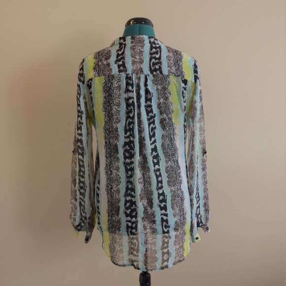DVF Kenley Oasis Snake Silk Blouse Blue Green - Picture 4 of 7